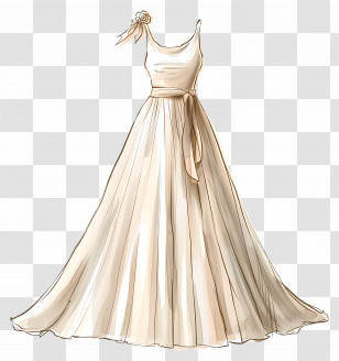 Simple Wedding Dress - Elegant Dress Fashion Illustration Transparent PNG