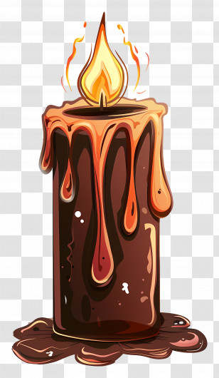 Candle - Melting Dripping Candle With Burning Flame Artwork Transparent PNG