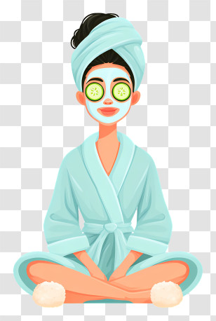 Keep Calm And Self Care - Relaxing Spa Woman With Cucumber Mask Transparent PNG