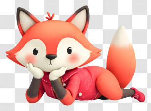 Cute Cartoon Fox - Cute Red Fox Lying Down Transparent PNG