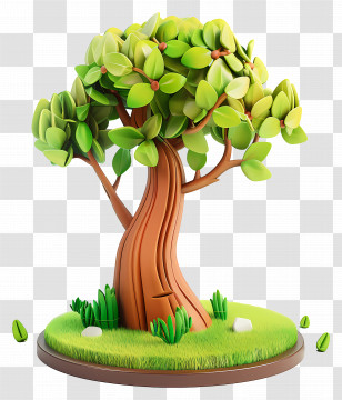 3d Tree - Cartoon Green Tree With Artistic Curve Transparent PNG