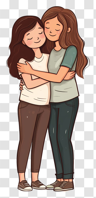 Best Friends - Hugging Friends Showing Friendship Transparent PNG