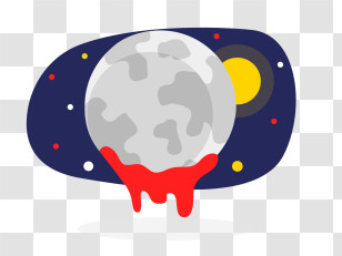 Global Warming - Moon And Sun Illustration With Dripping Effect Transparent PNG