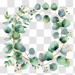 Eucalyptus Wreath - Minimalist Green Leaf Wreath For Decoration Transparent PNG