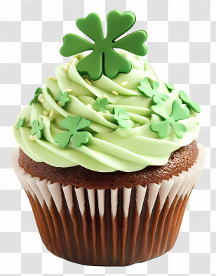 St Patricks Day Cupcake - Festive Shamrock Cupcake Transparent PNG