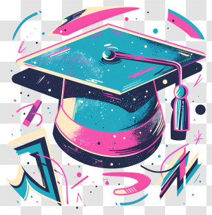 Graduation Hat - Graduation Cap With Colorful Design Transparent PNG