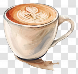 Cappuccino - Cup Of Coffee With Latte Art Illustration Transparent PNG