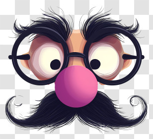 Vector Draw Character Design - Funny Glasses With Pink Nose And Mustache Transparent PNG