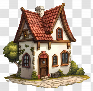Small European House - Charming Cartoon Cottage House Transparent PNG