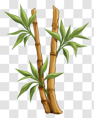 Sketch Style Bamboo Stem - Rustic Brown Bamboo Stems Transparent PNG
