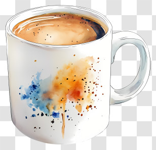 Watercolor Coffee Mug - Artistic Coffee Cup Design Transparent PNG