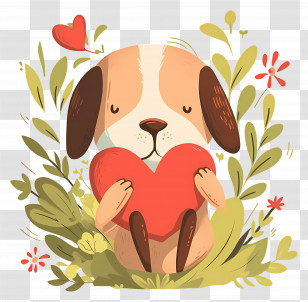 Dog Heart - Cute Dog With Heart In Nature Transparent PNG