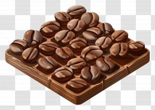 Roasted Coffee Beans - Coffee Beans Arranged On Chocolate Bar Transparent PNG