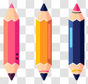 Colored Pencils - Colorful Pencils In Flat Cartoon Style Transparent PNG