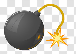 Timer Bomb - Black Cartoon Bomb With Lit Fuse Illustration Transparent PNG