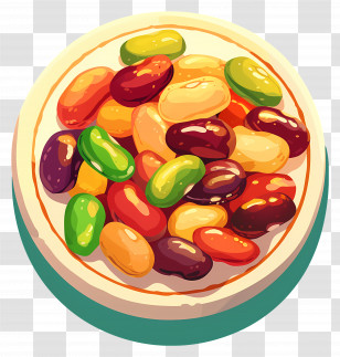 Cartoon Beans - Bowl Of Colorful Assorted Beans Transparent PNG