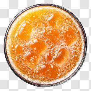 Juice Top View - Refreshing Orange Drink With Ice Transparent PNG