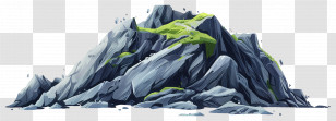 Cartoon Rock - Rocky Mountain With Grass Landscape Transparent PNG