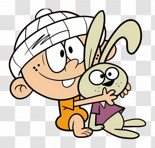Lincoln Loud - Cartoon Character With Bunny Transparent PNG