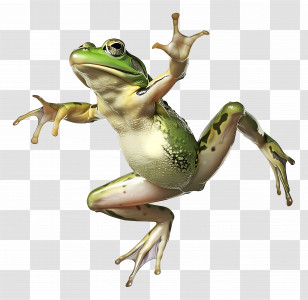 Frog Jumping Day - Green Jumping Frog In Motion Scene Transparent PNG