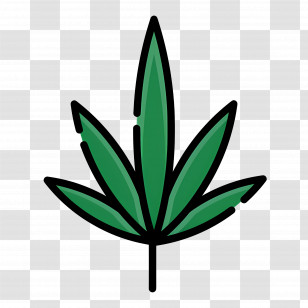 Cannabis Leaf - Minimal Outline Cannabis Leaf Transparent PNG
