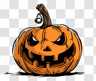 Scary Pumpkin - Evil Carved Halloween Pumpkin Illustration Transparent PNG