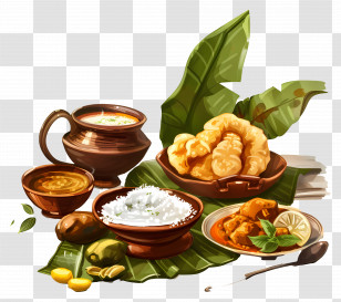 Kerala Breakfast - Traditional Meal With Various Dishes Transparent PNG