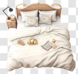 Bedroom - Cozy Bed With Pillows And Blanket Transparent PNG