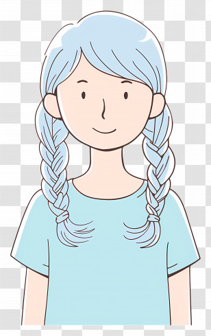 Cute Girl - Cartoon Girl With Braids Transparent PNG