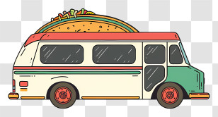 Taco Truck - Illustration Of A Food Truck With Taco Design Transparent PNG