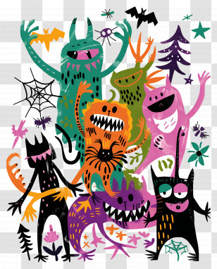 Cartoon Monsters - Colorful Cartoon Monsters Transparent PNG