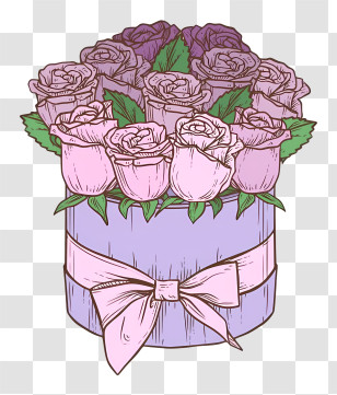 Pink Roses - Beautiful Flower Bouquet In A Box Transparent PNG