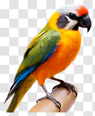 Realistic 3d Bird - Colorful Parrot Perched On Branch Transparent PNG