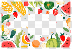 Food Background - Assorted Fruits And Vegetables Decorative Frame Transparent PNG