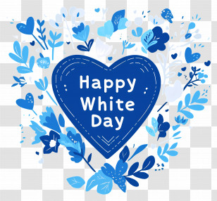 Happy White Day - Happy White Day Heart Design With Floral Elements Transparent PNG