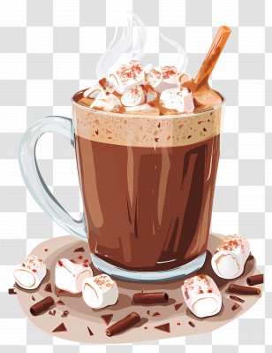 Hot Chocolate - Hot Chocolate With Marshmallows And Cinnamon Stick Transparent PNG