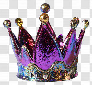 Glitter Crown - Shiny Multicolor Decorative Crown Transparent PNG