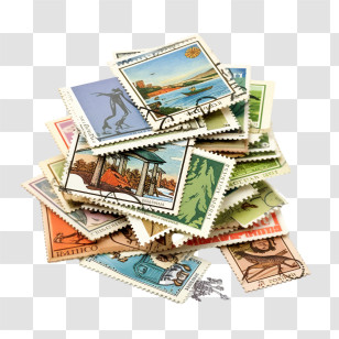 Postage Stamp Day - Stack Of Colorful Postage Stamps Transparent PNG
