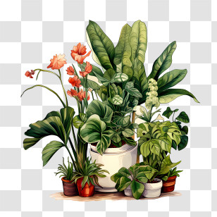 Houseplant Appreciation Day - Indoor Houseplants In Decorative Pots Transparent PNG