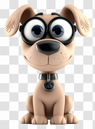 3d Dog - Cute Dog Wearing Glasses Transparent PNG