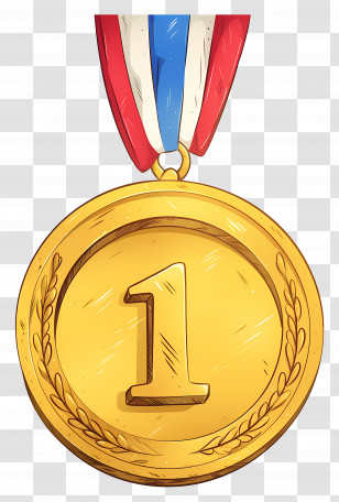Olympic Medal - Gold Medal With Ribbon For Achievements Transparent PNG