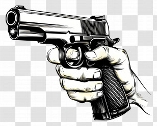 Hand Holding Gun - Hand Holding A Detailed Handgun Illustration Transparent PNG