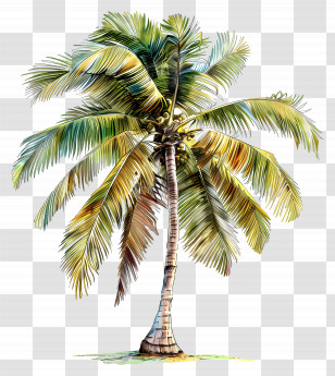 Coconut Tree - Tall Coconut Palm Tree Illustration Transparent PNG