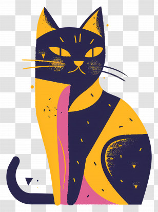 Cartoon Cat - Stylized Artistic Cat Illustration Transparent PNG