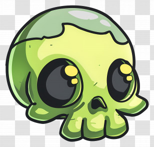 Skull - Cartoon Skull In Green For Halloween Fun Transparent PNG