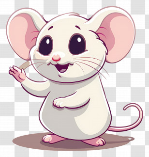 Cute Mouse - Cute Cartoon White Mouse Illustration Transparent PNG