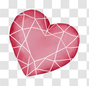 Pink Heart - Pink Heart With Geometric Lines Transparent PNG
