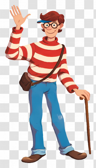 Waldo - Striped Shirt Cartoon Character Transparent PNG