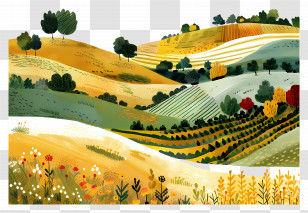 Countryside Fields - Countryside Fields And Rolling Hills Illustration Transparent PNG