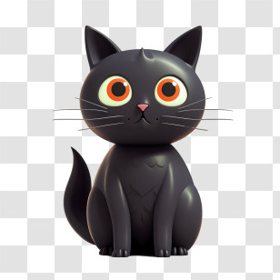 Halloween
 - Stylish Cartoon Black Cat Sitting Transparent PNG
